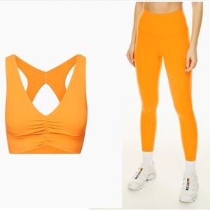 Aritzia TNAction Butter Cheeky Leggings/ Volley Sports Bra Set - tangelo orange